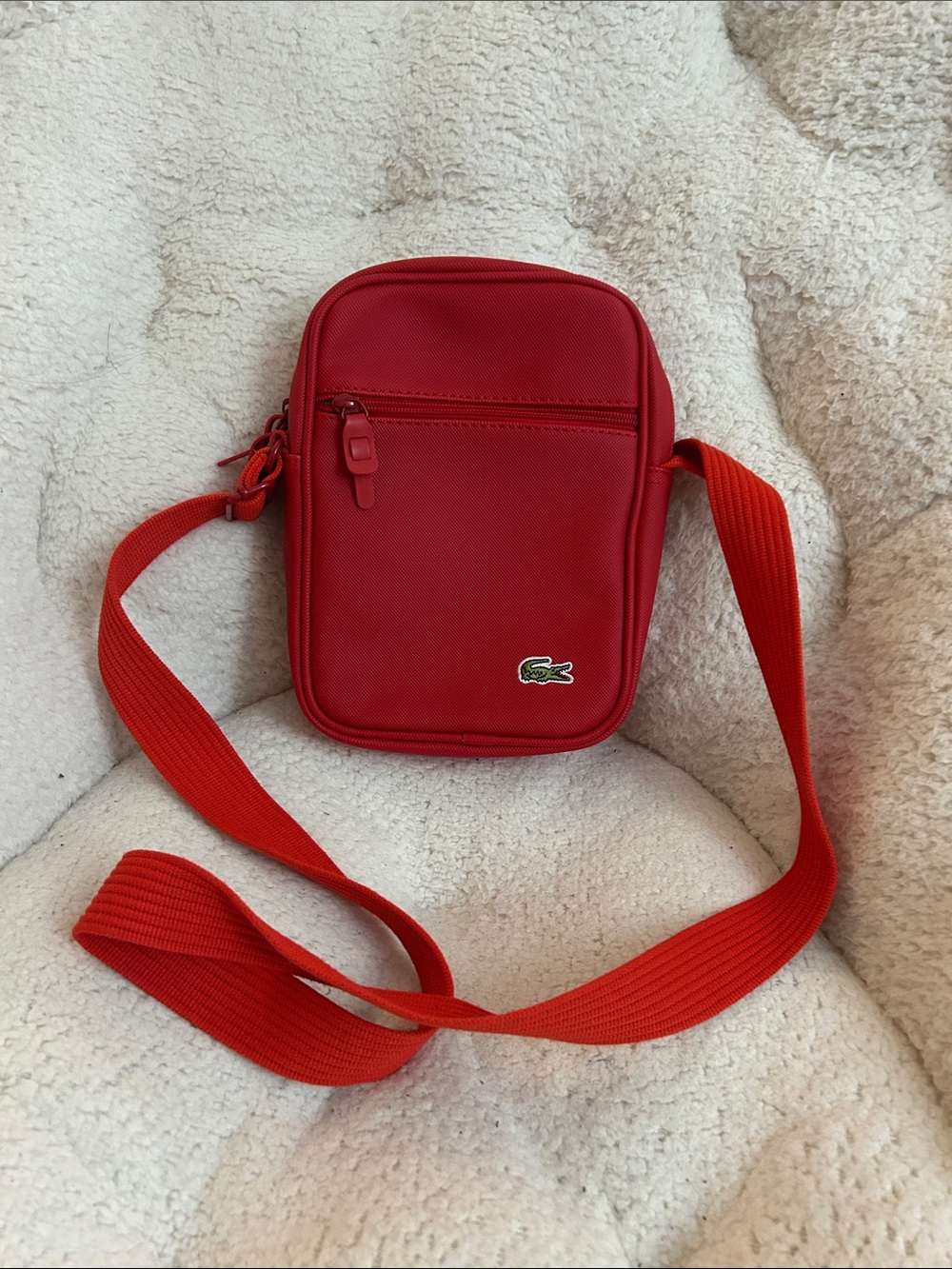 Lacoste Red Compact Crossbody Messenger Bag